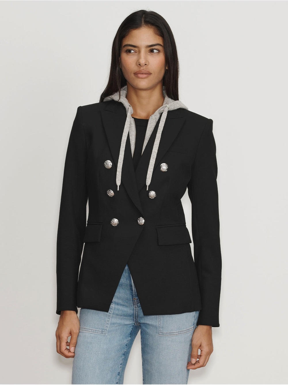 Veronica Beard Miller Dickey Jacket - black with silver buttons. Size 2